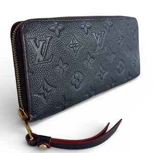 Louis Vuitton Zippy Wallet Empreinte Navy Red Trim Gold HW; Includes Box & Dusty